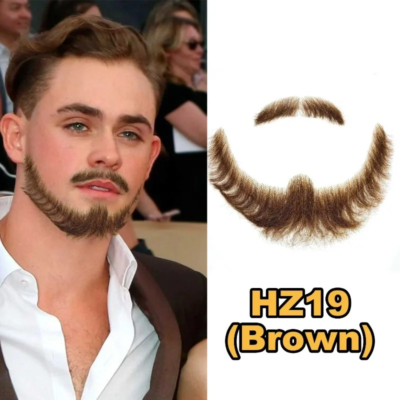 مجموعة شارب اللحية المزيفة بدون غراء | شعر وجه صناعي واقعي قابل للتشذيب للرجال | فيلم حفلة الدراما للعطلات المسرحية #2