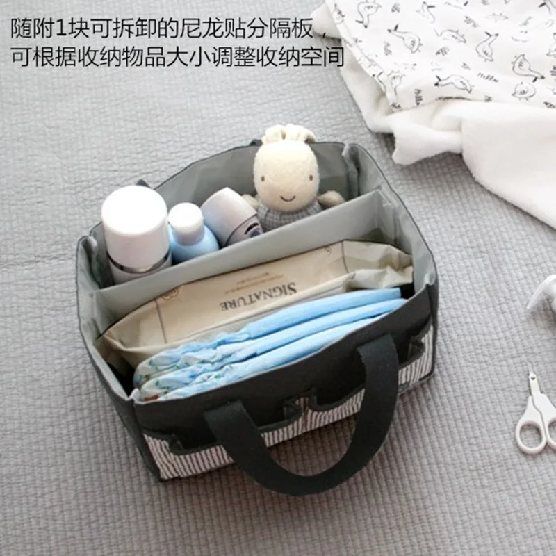 Korean Ins Style Diaper Bag with Embroidery, Zipper and Cotton Handle - New Arrival