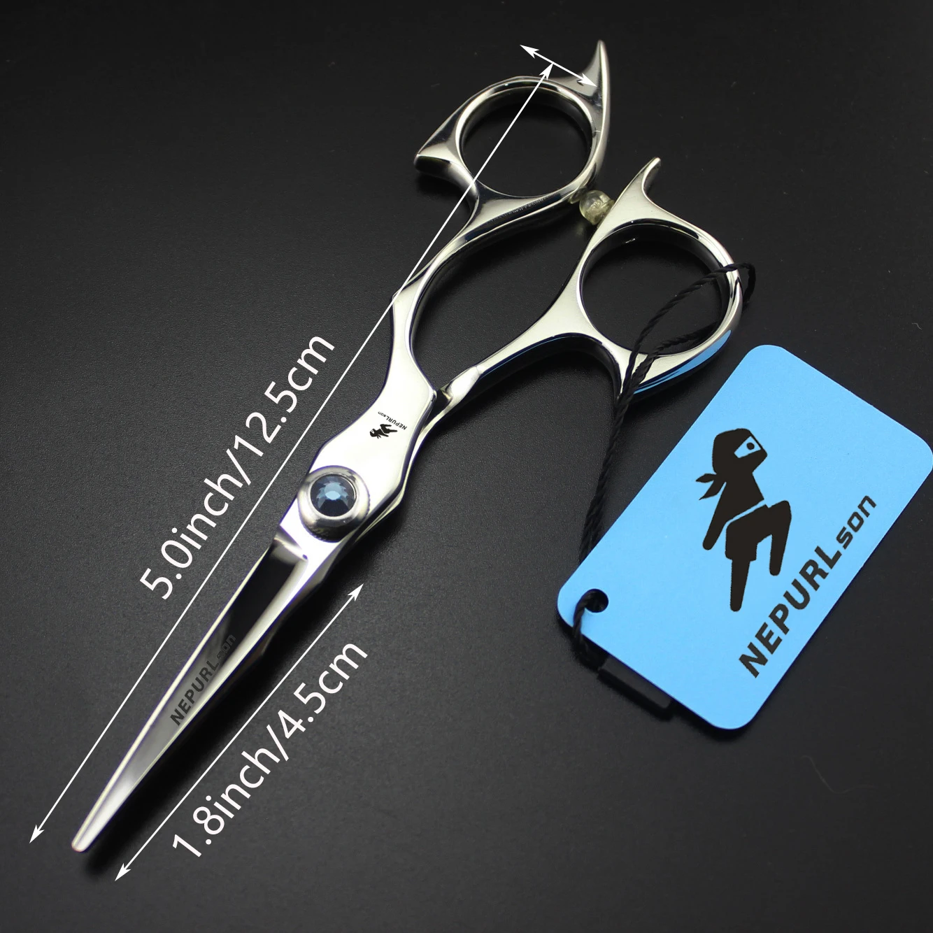 1 piece of 5.0-inch silver hair-cutting scissors