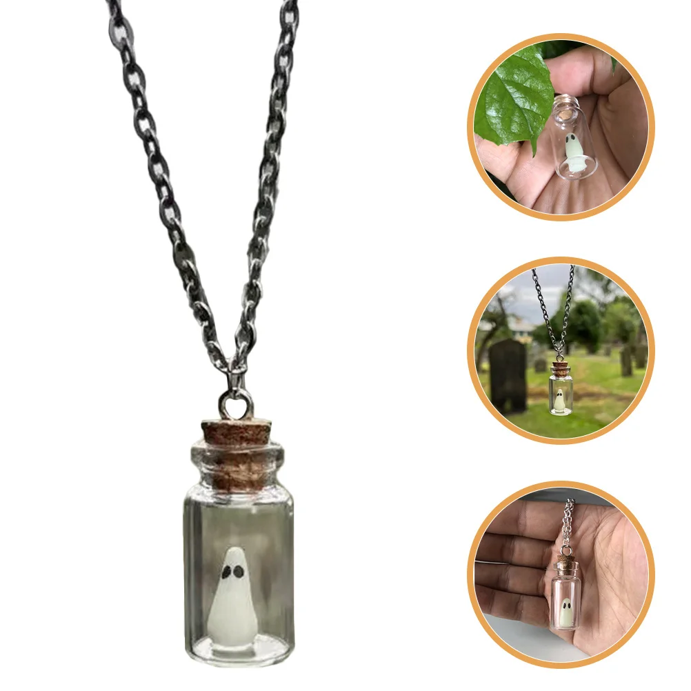 قلادة قوطية أنيقة مع قلادة مرطبانات زجاجية صغيرة، ملابس مثالية لحفلات الهالوين، زجاجات مصغرة #4