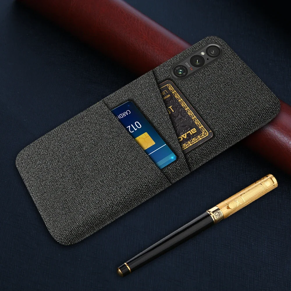 Dla Sony Xperia 1 V VI IV III II obudowa luksusowa tkanina z podwójną kartą do Sony Xperia 1 II III IV V VI etui Coque Funda Capa