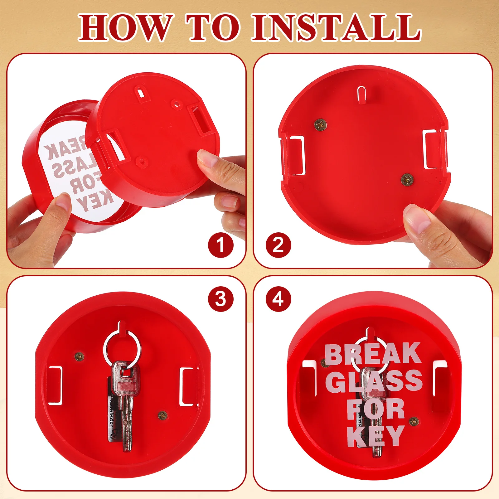 Secure Glass Break Key Lock Box Emergency Door Lockbox for Outside Fire Safety Wall Mounted Key Storage Escape Route Container