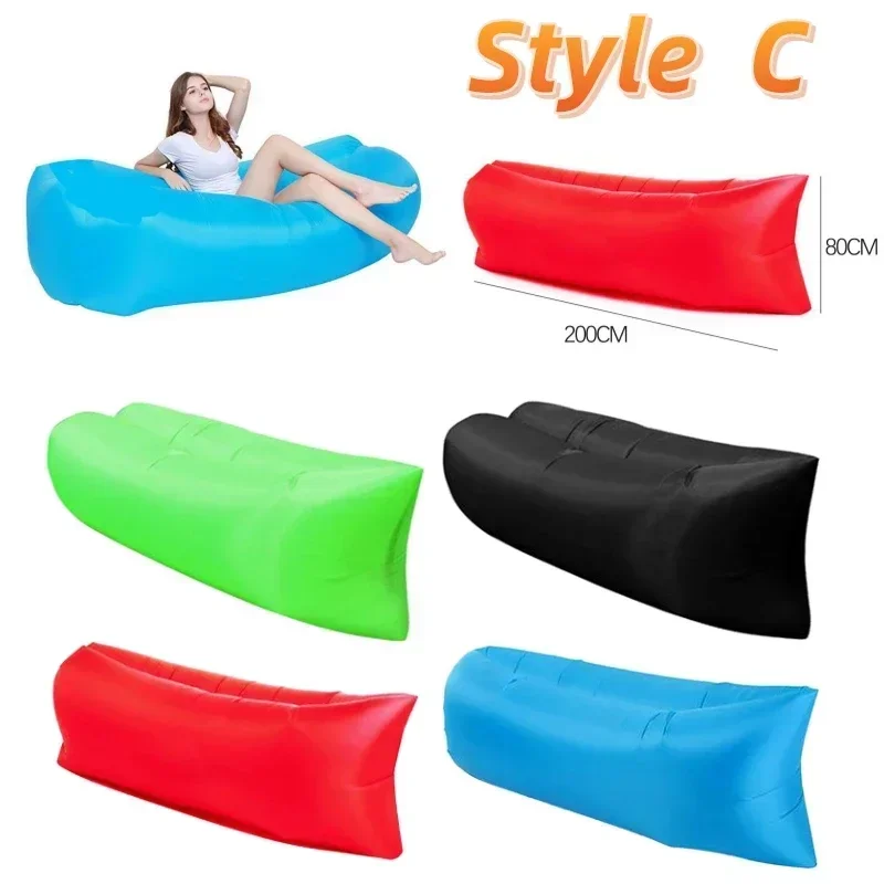 Matelas gonflable pliant, canapé-lit de camping, taille unique, tapis de couchage extérieur pour voyages, oreiller portable, coussin de plage,