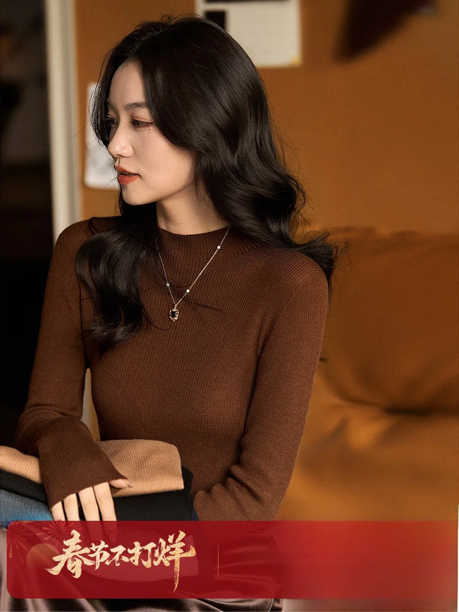 

Шерстяной вязаный свитер YanZhou с высоким воротником, легко сочетающийся, для сценических выступлений, с длинными рукавами, женский, модный, для повседневной носки