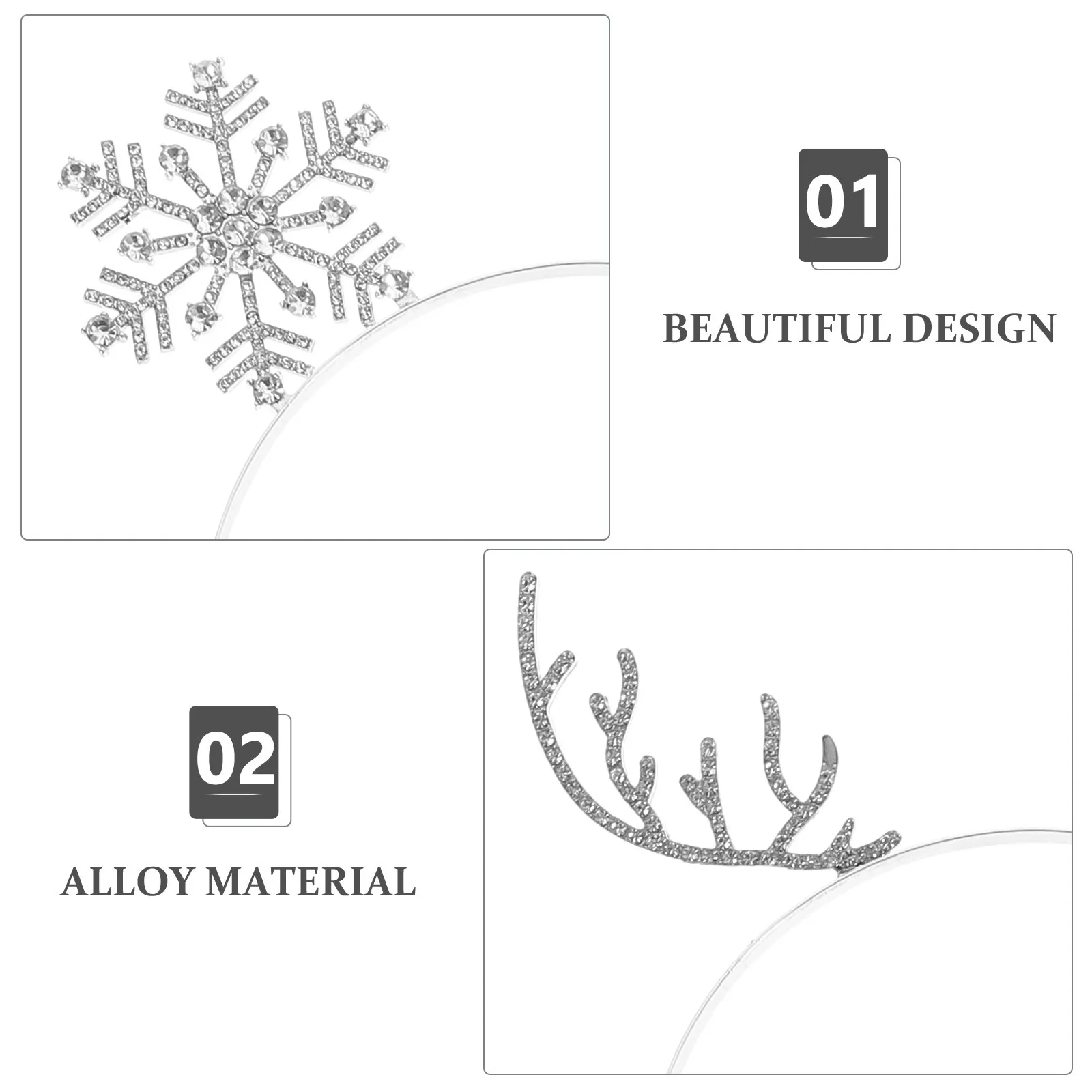 

3Pcs Deer Antlers Headband Christmas Festival Shiny Alloy Hair Accessories for Women Holiday Party Cosplay Costume Sparkling