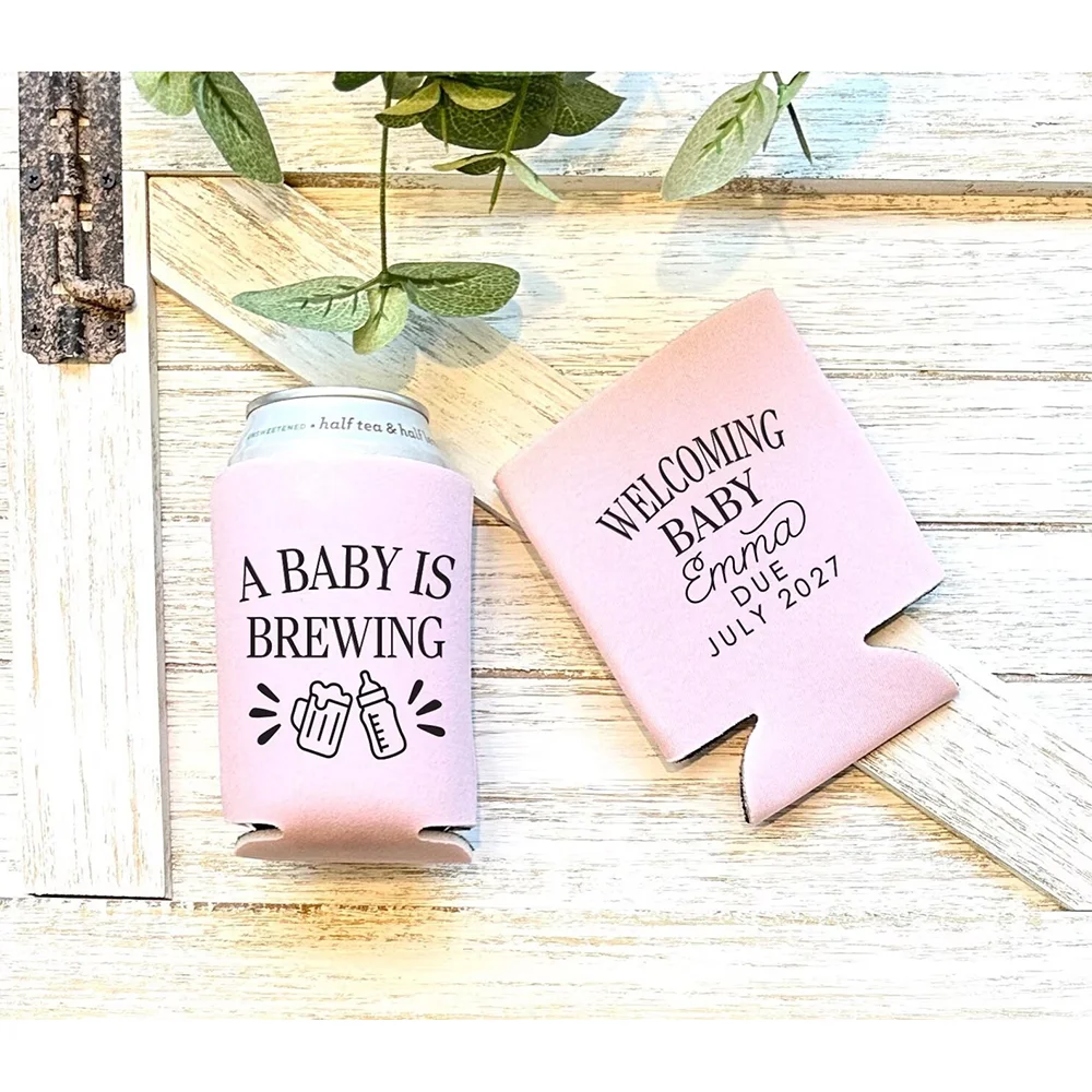 Personalizado 5 uds Baby Shower rosa cerveza puede manga bebé está elaborar latas titulares género revelar recién nacido fiesta de cumpleaños decoración de bebidas