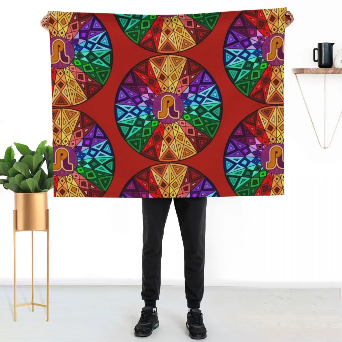Pretty Lights - Rainbow Geometric Mandala - Psychedelic Funkadelic Trippy Festival Hallucinogen Throw Blanket manga Blankets