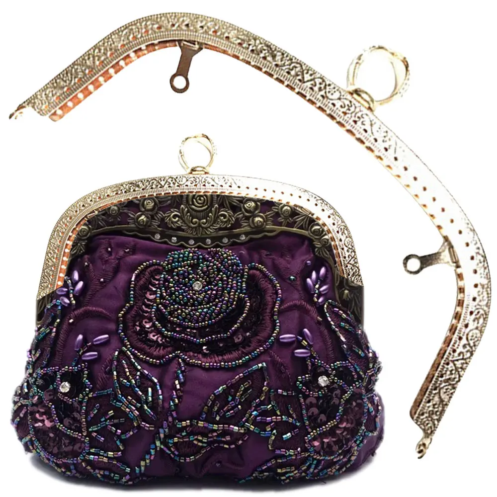 

10PCS 20.5cm Kiss Clasp Lock Purse Frame Metal Retro Square Bag Handles Sewing Brackets Handbag Frames Handle DIY Accessories