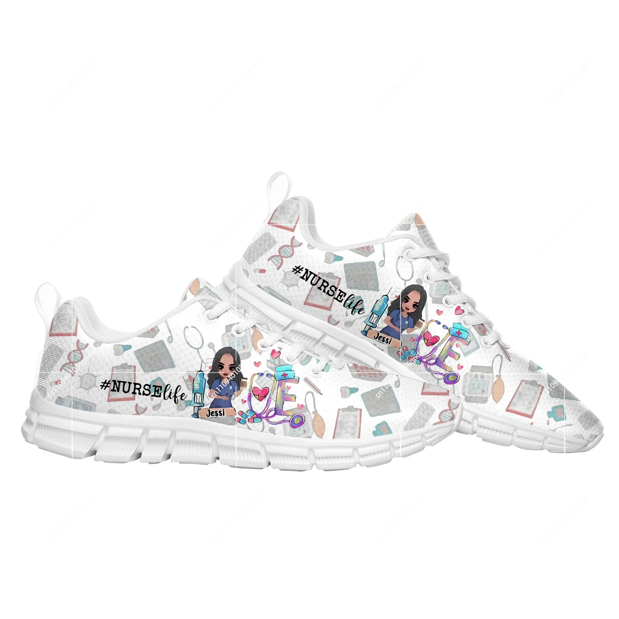 

Cute Cartoon Nurse Sports Custom Shoes Mens Womens Custom Fashion Sneaker Tailor Made Couple Built Shoes