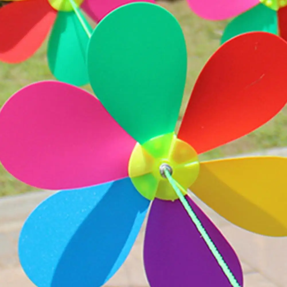 24cm Diameter String Windmill Wind Whirligig 1000cm Nylon Rope Garden Decor Six Colors Rotating Flower With Hanging String Yard
