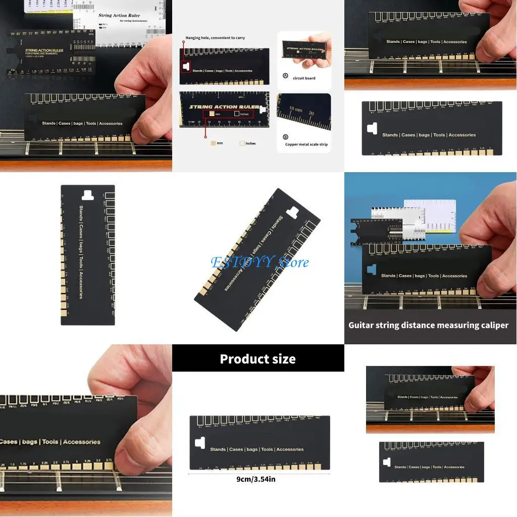 

G6DE Compacts String Height Gauge Guitar String Measuring Ruler Gauge Rulers for Guitarists and Bassists' Daily Use