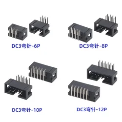 10pcs 2.54mm Pitch DC3 Male Connector 6 8 10 12 14 16 18 20 24 26 30 34 40 50 Pin Right Angle Box Header IDC Socket 6P 8P 10P