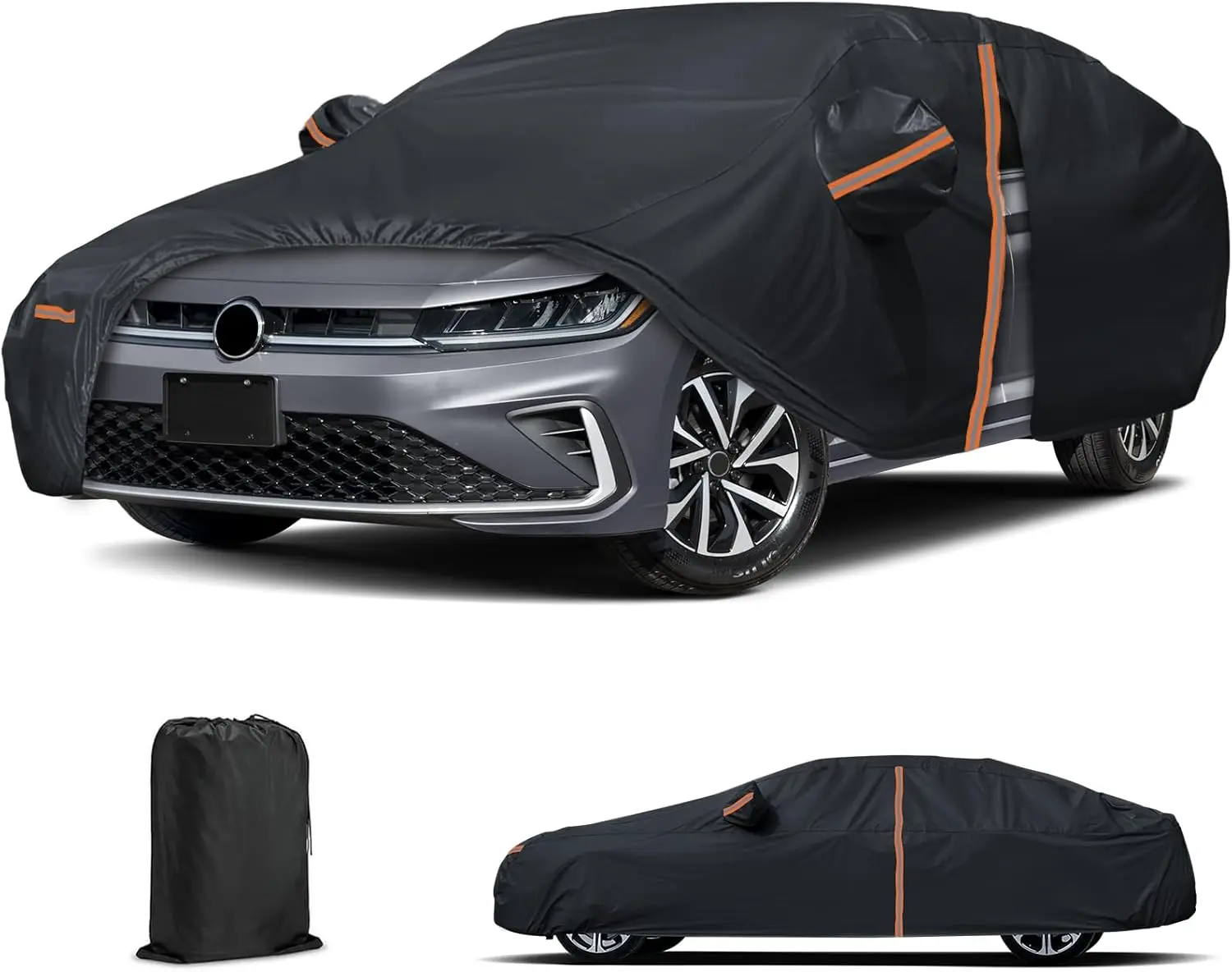 

Waterproof Car Cover for VW Jetta Sedan, All Weather Protection with Zipper Door & Windproof Bands
