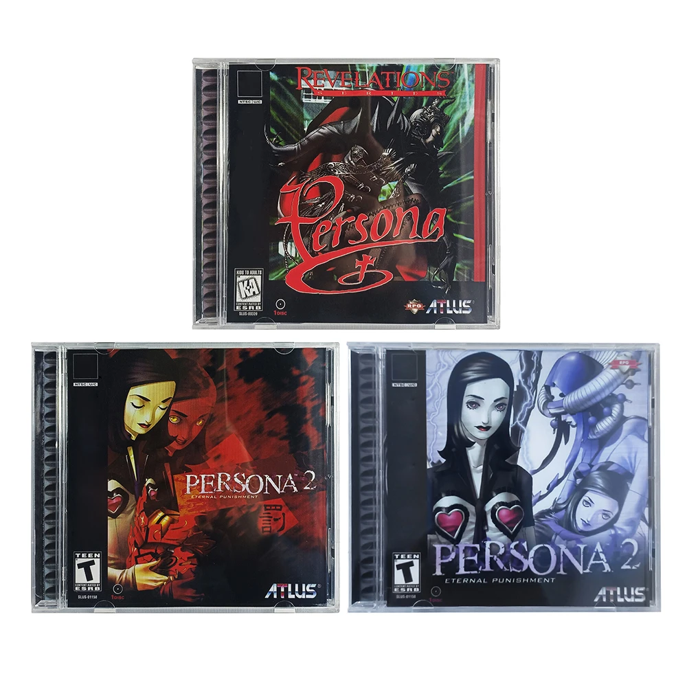 PS1 Persona Series Console Station com Cópia Manual do Disco, Fundo Preto Desbloquear, Driver Óptico Retro, Parte Do Jogo De Vídeo