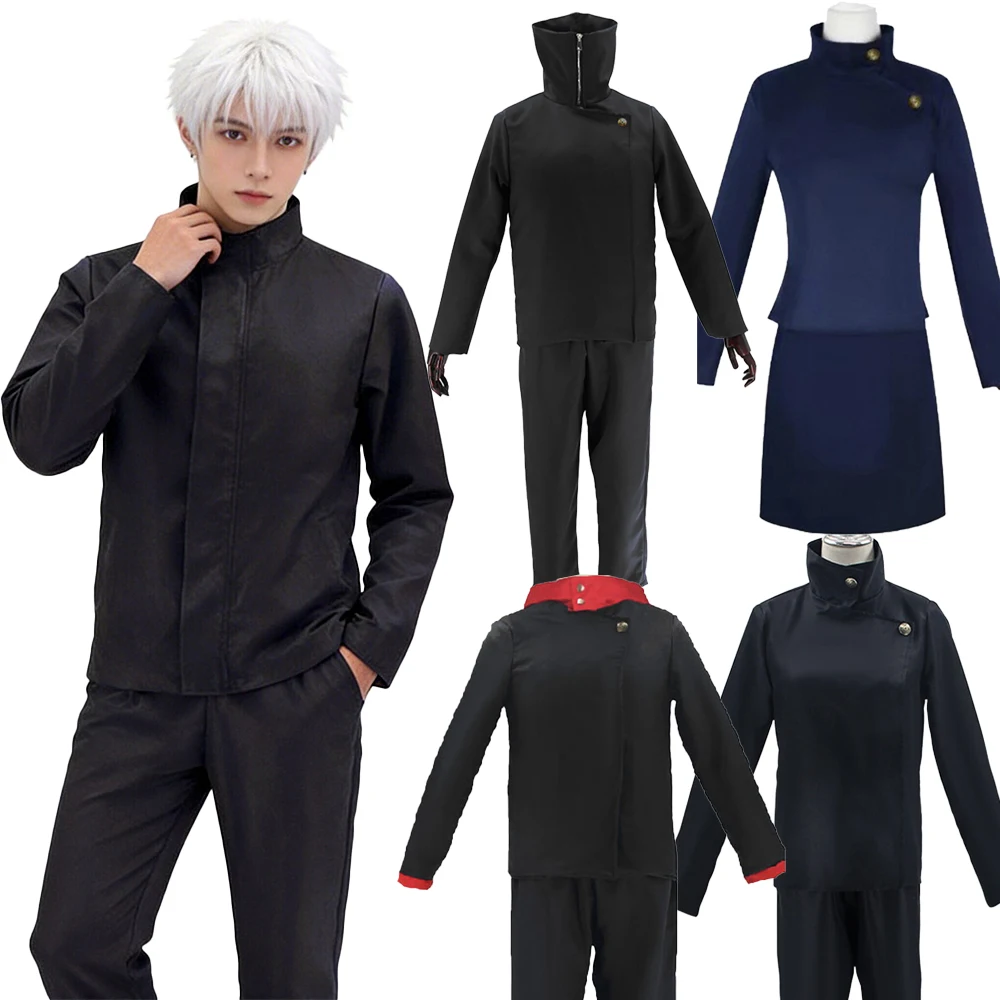 

Unisex Anime Cosplay Costume Set Black and Navy High School Uniform Jacket and Skirt Carnival Halloween Cosplay Costume Set
