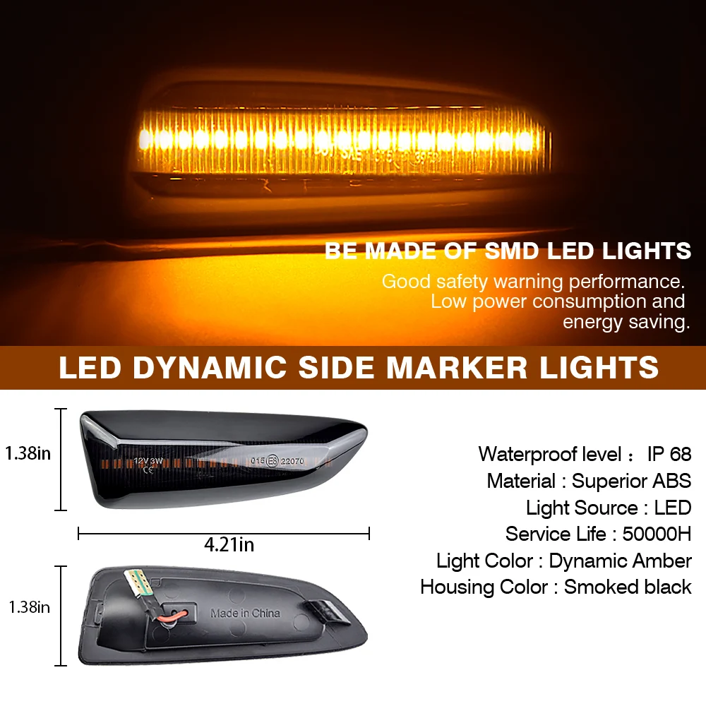 2x Car Side Marker Lights Dynamic LED Turn Signal For Opel Vauxhall Astra J K Crossland X Insignia B Zafira Side Fender Lamp