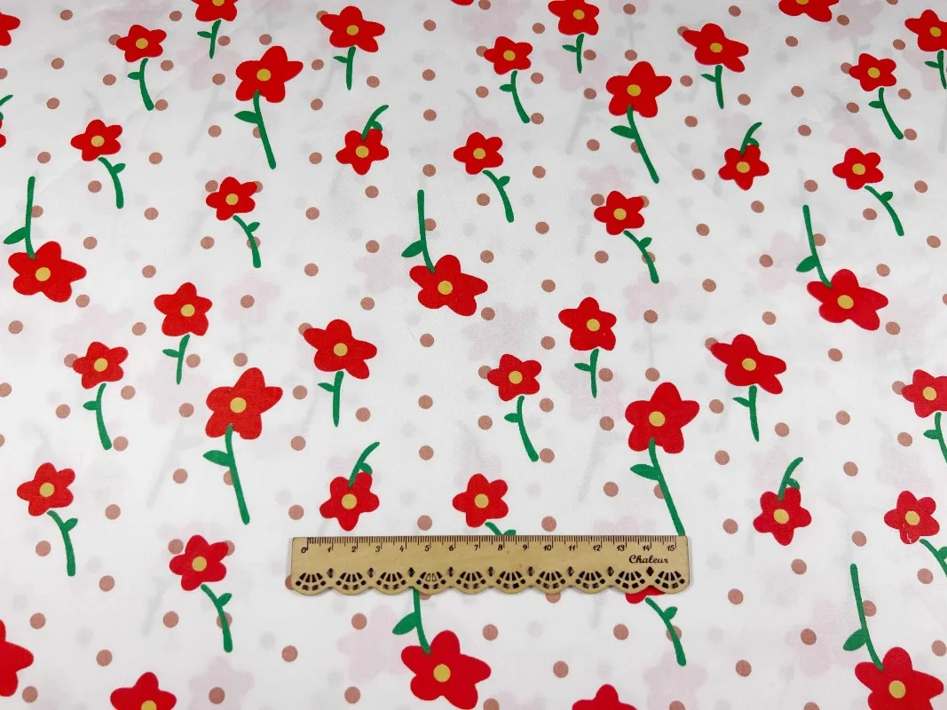 Strawberry Small Flower Cotton Twill Printed Cloth Bedding Handmade Tablecloth Decoration DIY Fabric