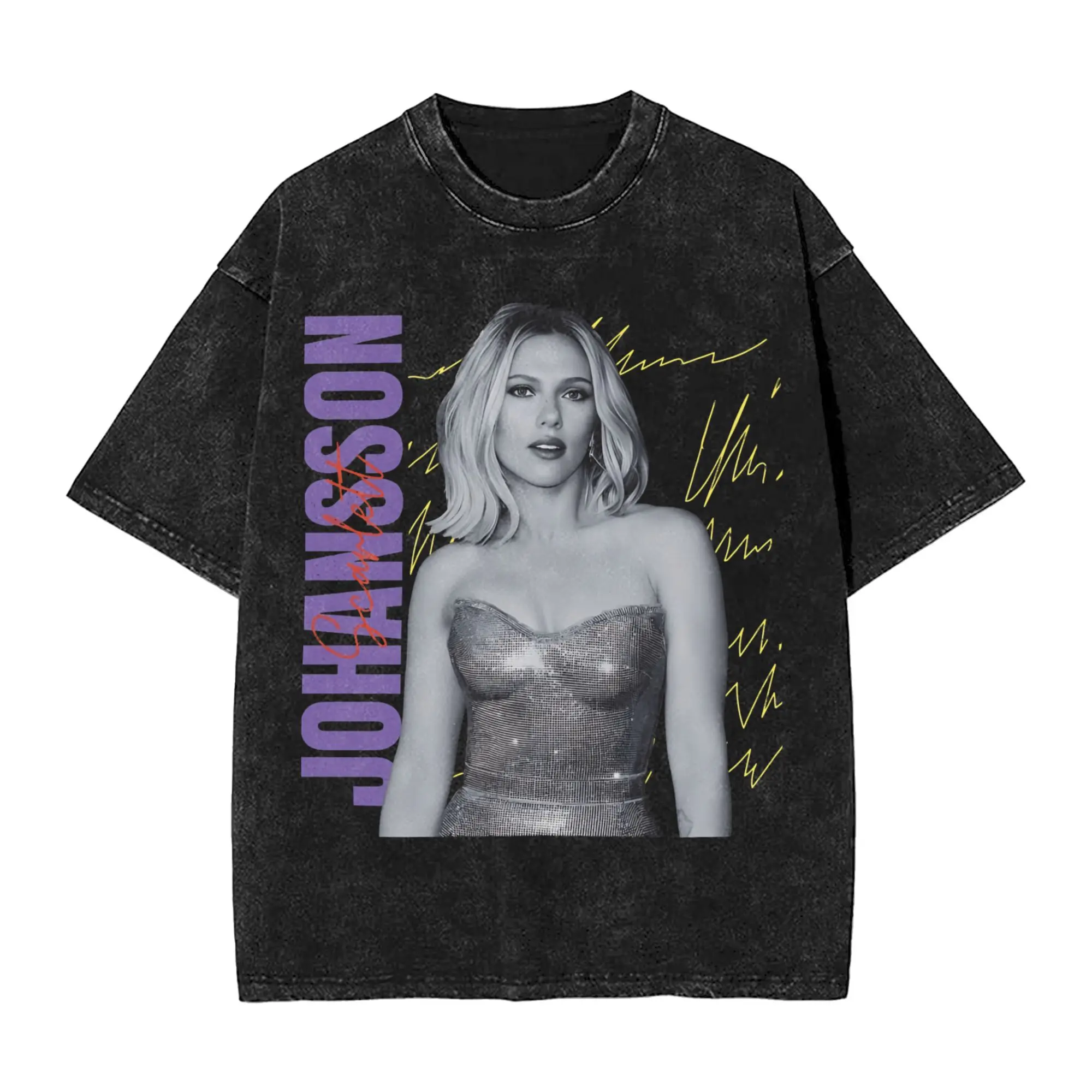 Camisetas Scarlett Johansson para hombre, camiseta divertida 100% de algodón con cuello redondo, camiseta de actriz americana, ropa de manga corta de talla grande