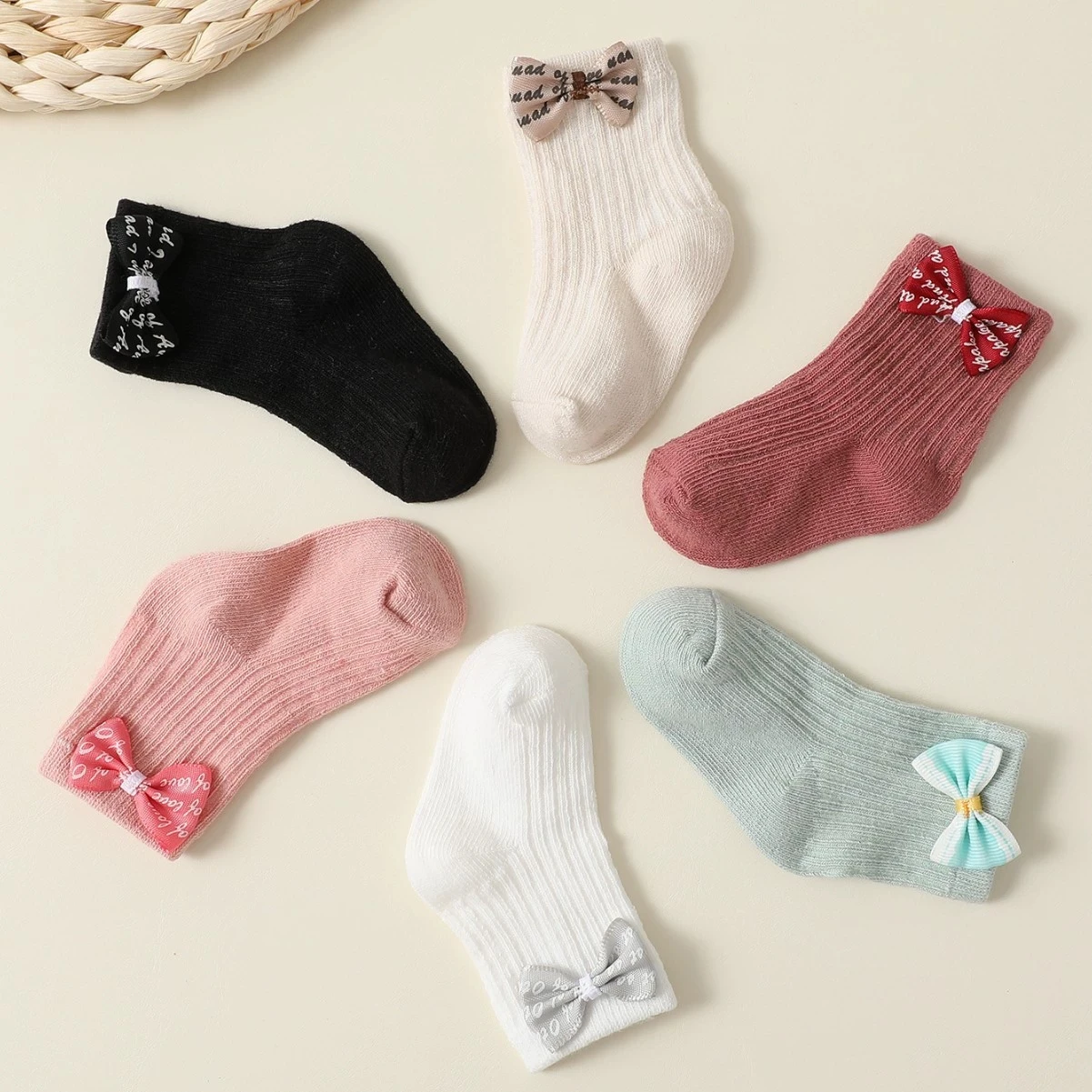 0-3 سنوات طفلة القطن تنفس الأميرة الجوارب مع القوس الزينة مناسبة لجميع الفصول الأطفال جوارب متماسكة مجموعة #5