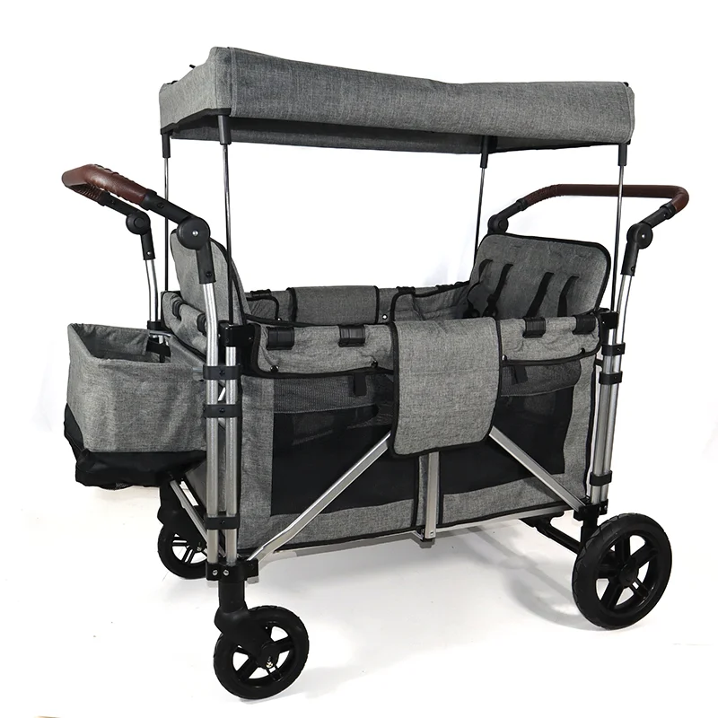 Foldable 4 Seats Kids Wagon Stroller Comfortable Wagon for 4 Kids