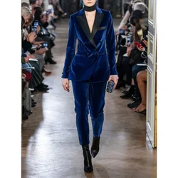 Women's Velvet Two-piece Suit Set Woman 2 Pieces Elegant Women's Formal Suits  Costumes Sets New
