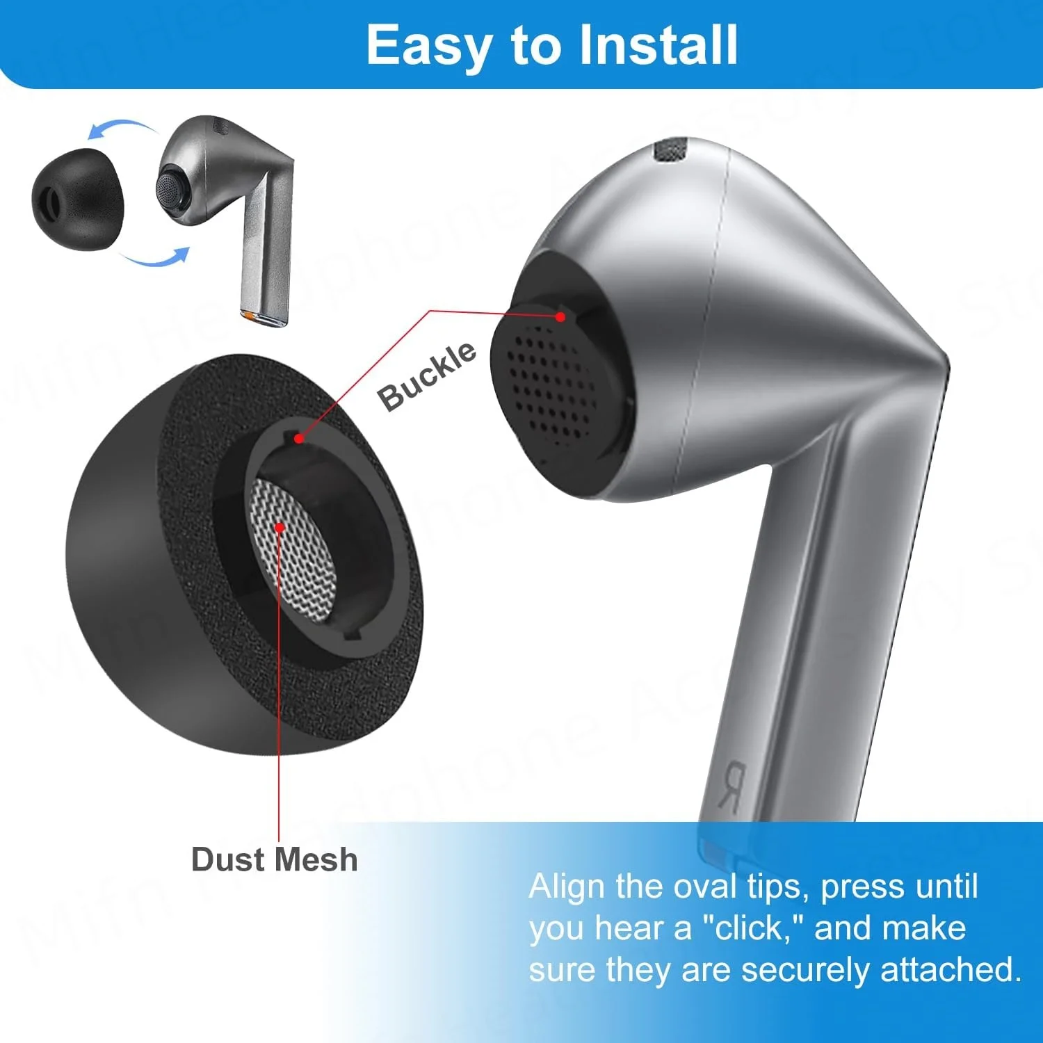 Samsung Galaxy Buds3 Pro 用フォームイヤーチップ - 究極の快適さと不安定にならない電話スタンド付き、Buds 3 用の安全なロッククリップケース