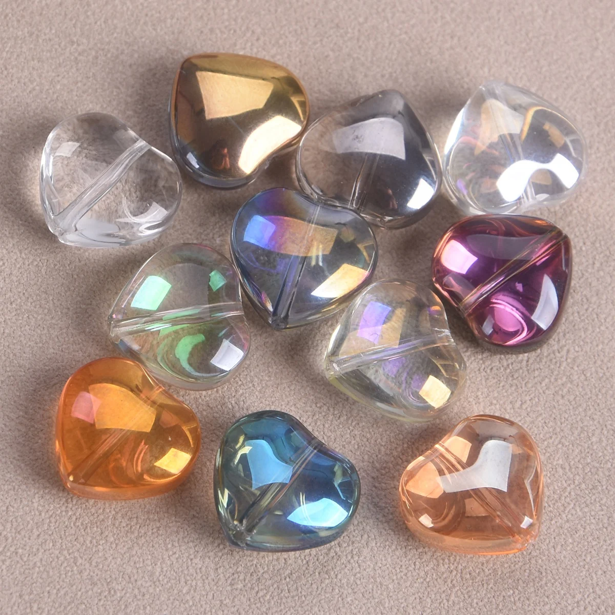 10 stücke 14mm Herz glänzend bunte Kristallglas lose Perlen für Schmuck machen DIY Handwerk Ergebnisse