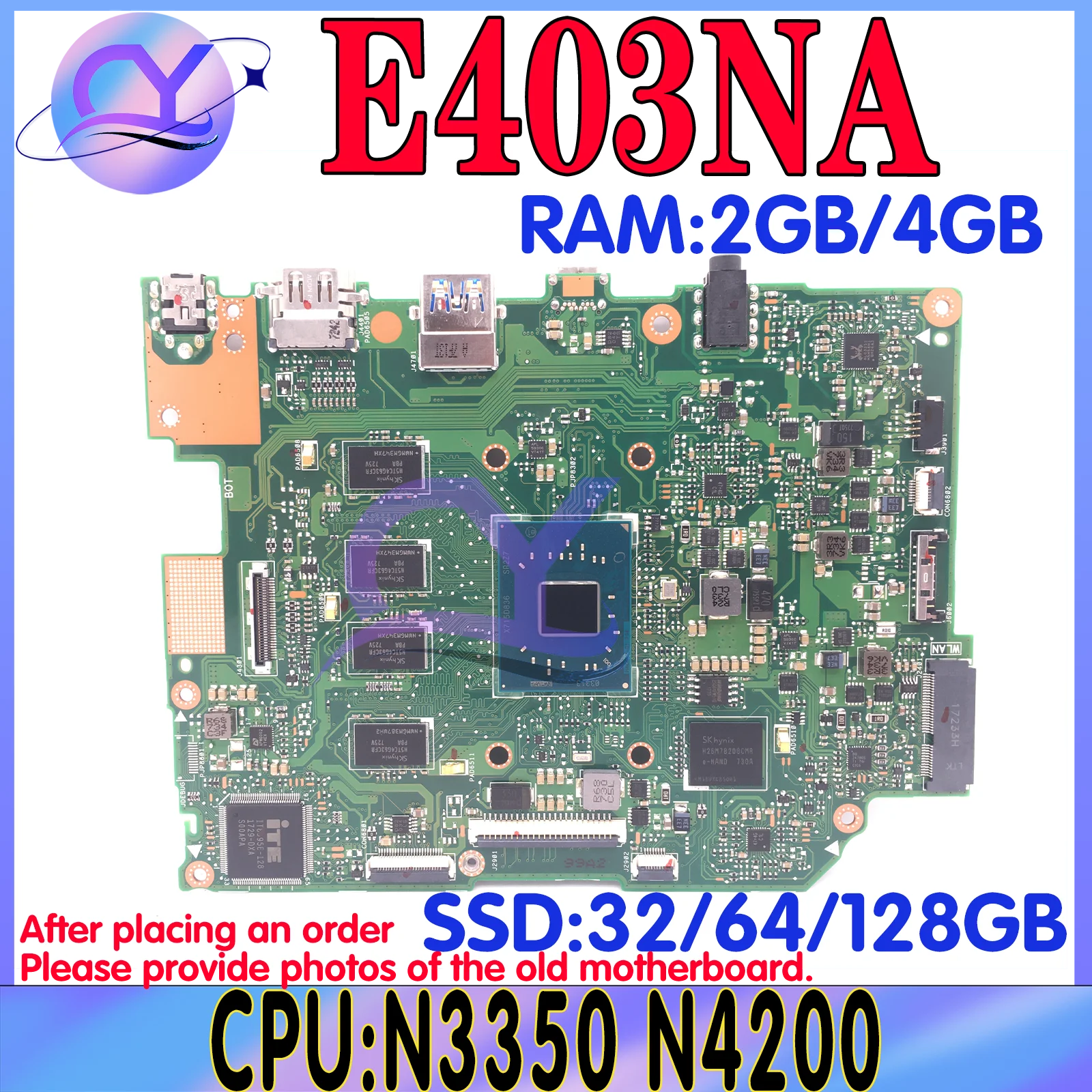 

Материнская плата для ноутбука E403NA E403N с процессором N4200, 4 Гб ОЗУ, EMMC _ 64 Гб/128 Гб SSD, материнская плата для ноутбука