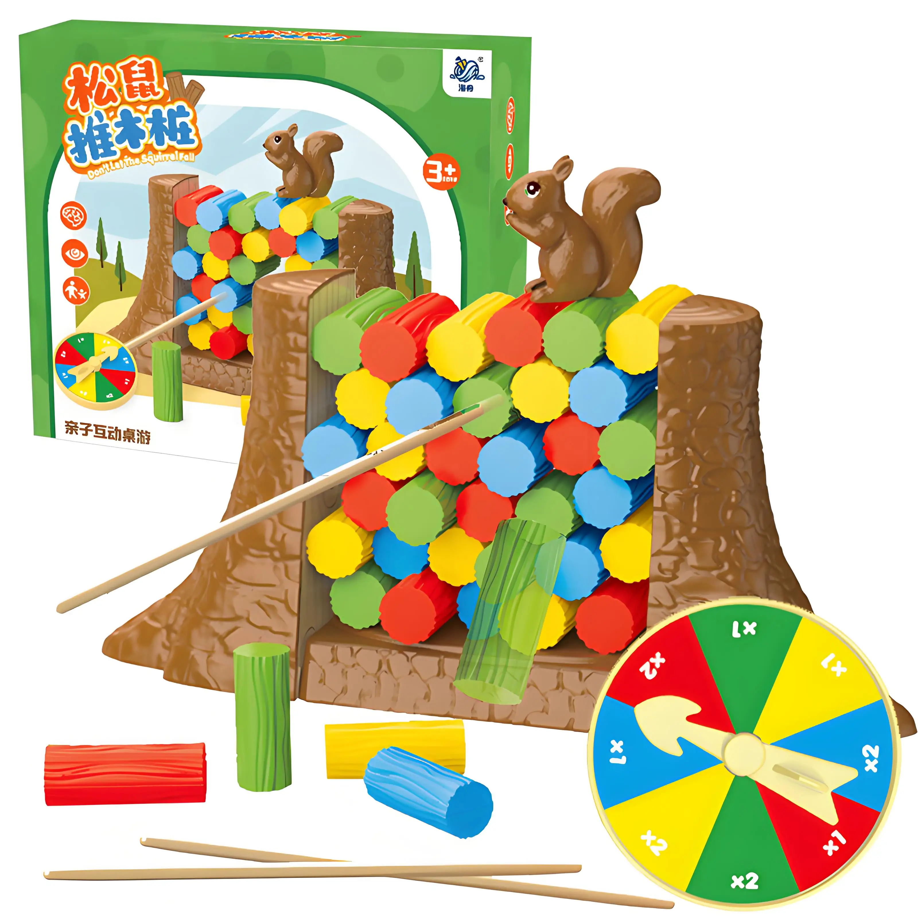 Permainan Tantangan Keseimbangan Kayu, Mainan Susun Bertema Tupai Lucu untuk Malam Permainan Keluarga & Pengembangan Keterampilan Anak