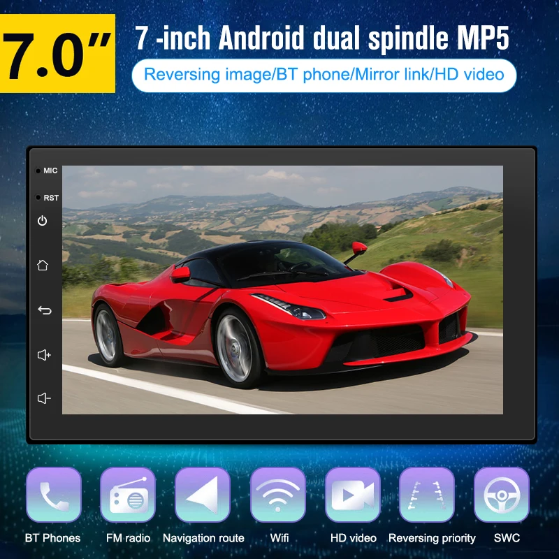 Android 7 Inch Universal 2 Din Car Multimedia Stereo Radio Palyer Wireless Carplay BT Android Auto Invehicle Intelligent System