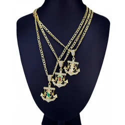 Creative Anchor 18K Gold Plated Green St. Jude Our Lady of Guadalupe Virgin Mary Necklace Pendant on 20” Figaro Style Chain
