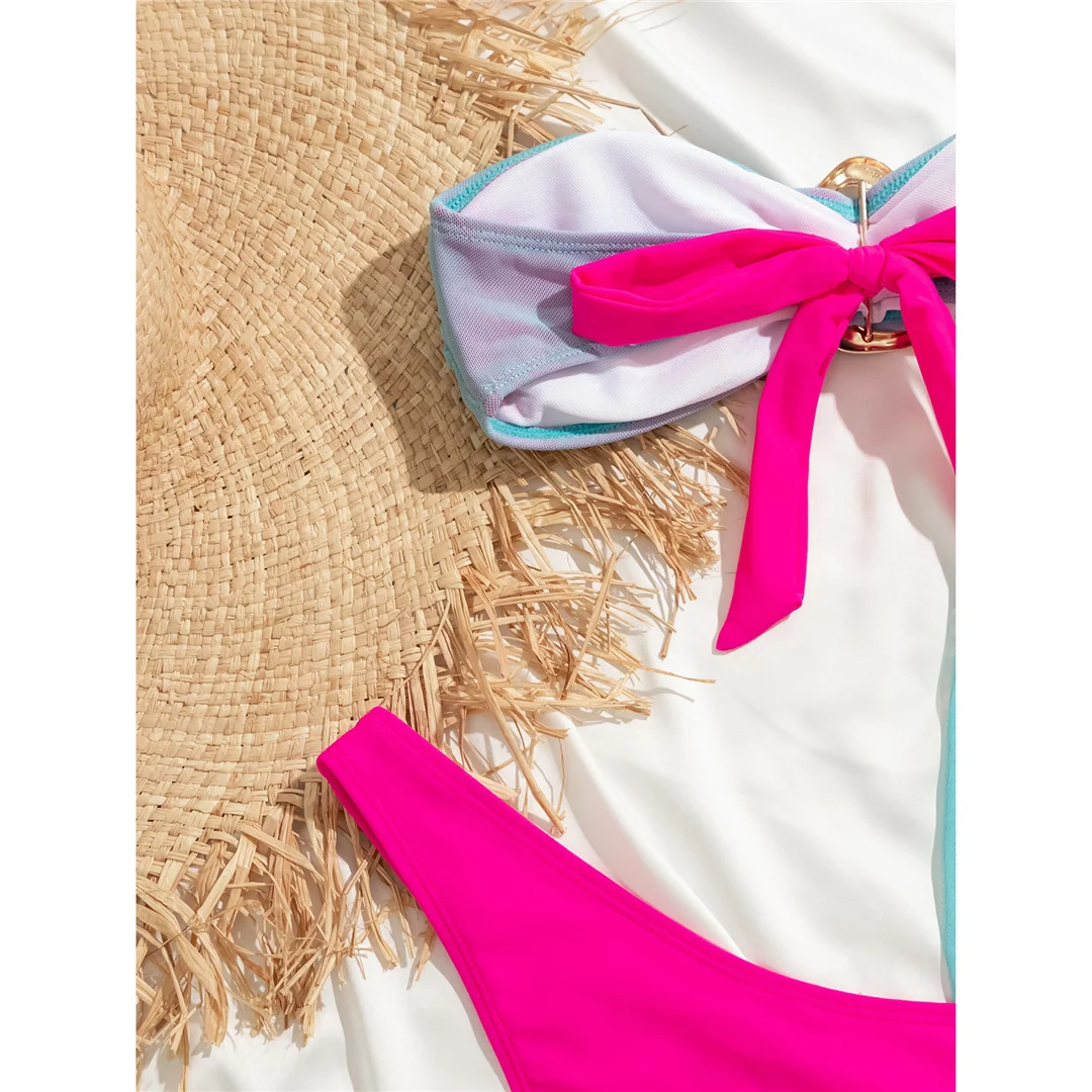 Sexy Bandeau-Bikini mit Rock, Damen-Badeanzug, dreiteiliges Bikini-Set, Badebekleidung, Badeanzug, Modell V5640 – Detail 18