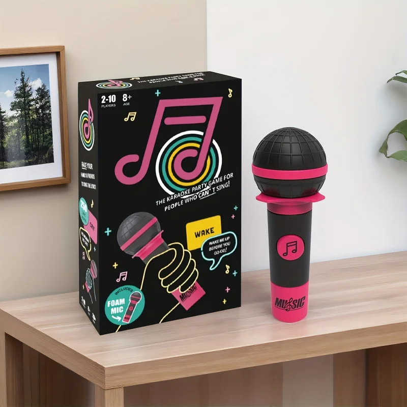 لعبة Ultimate Music Quiz Party لـ 2-10 لاعبين، لعبة بطاقات عائلية سريعة السرعة مع ميكروفون ولوحة ألعاب مثالية لمحبي الموسيقى