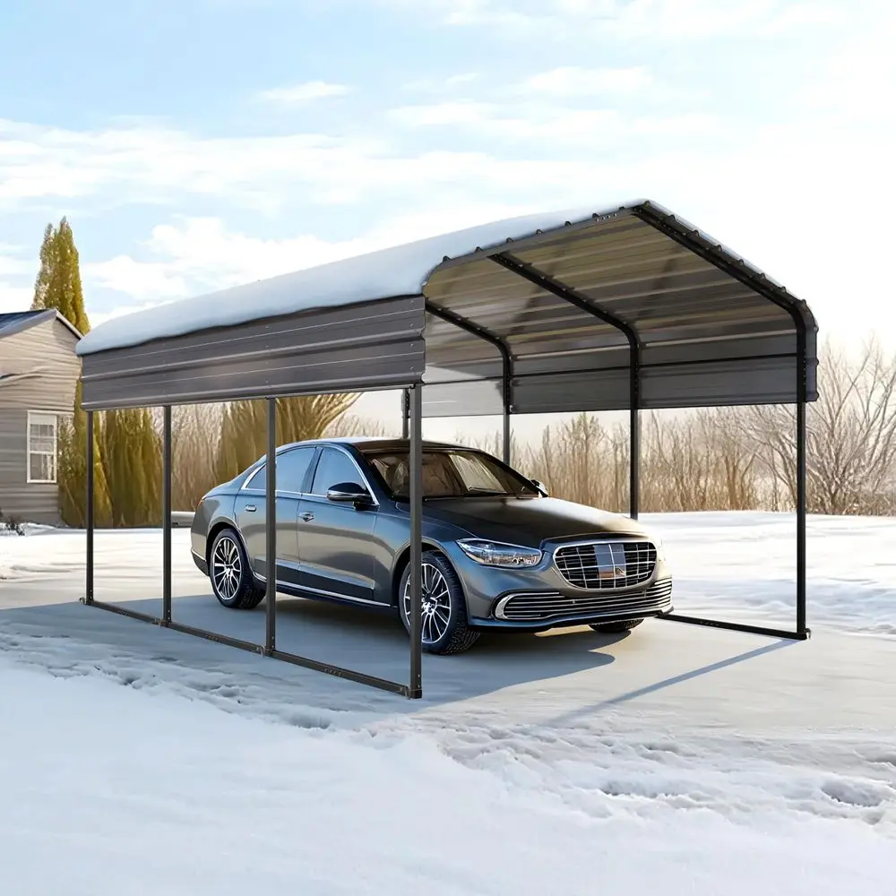 

Heavy Duty Carport Canopy 12x15 FT Metal Carport with Galvanized Steel Roof and Frame Extra Large Garage for Pickup, Boat, Car