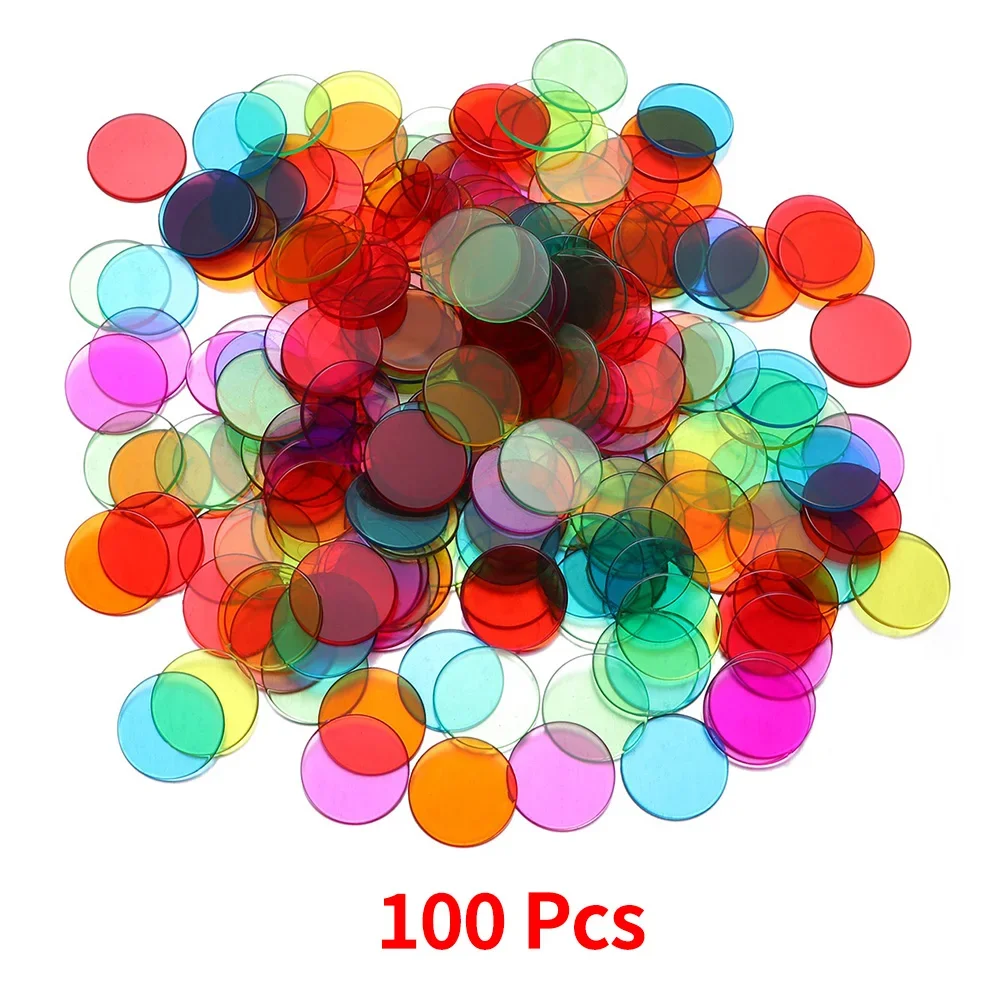 100 Pcs Counters for Maths Montessori Math Learning Education Toys Transparent Plastic Discs Bingo Chips Counting Markers