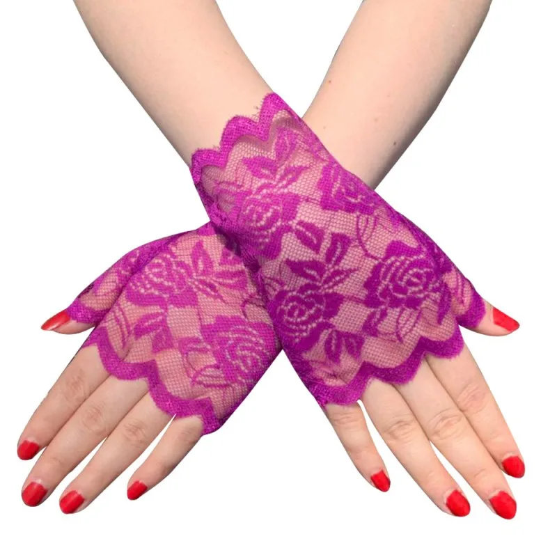 Gants courts en dentelle pour femmes, sans doigts, Protection solaire, pour fête de mariage, guantes fiesta mujer ST254