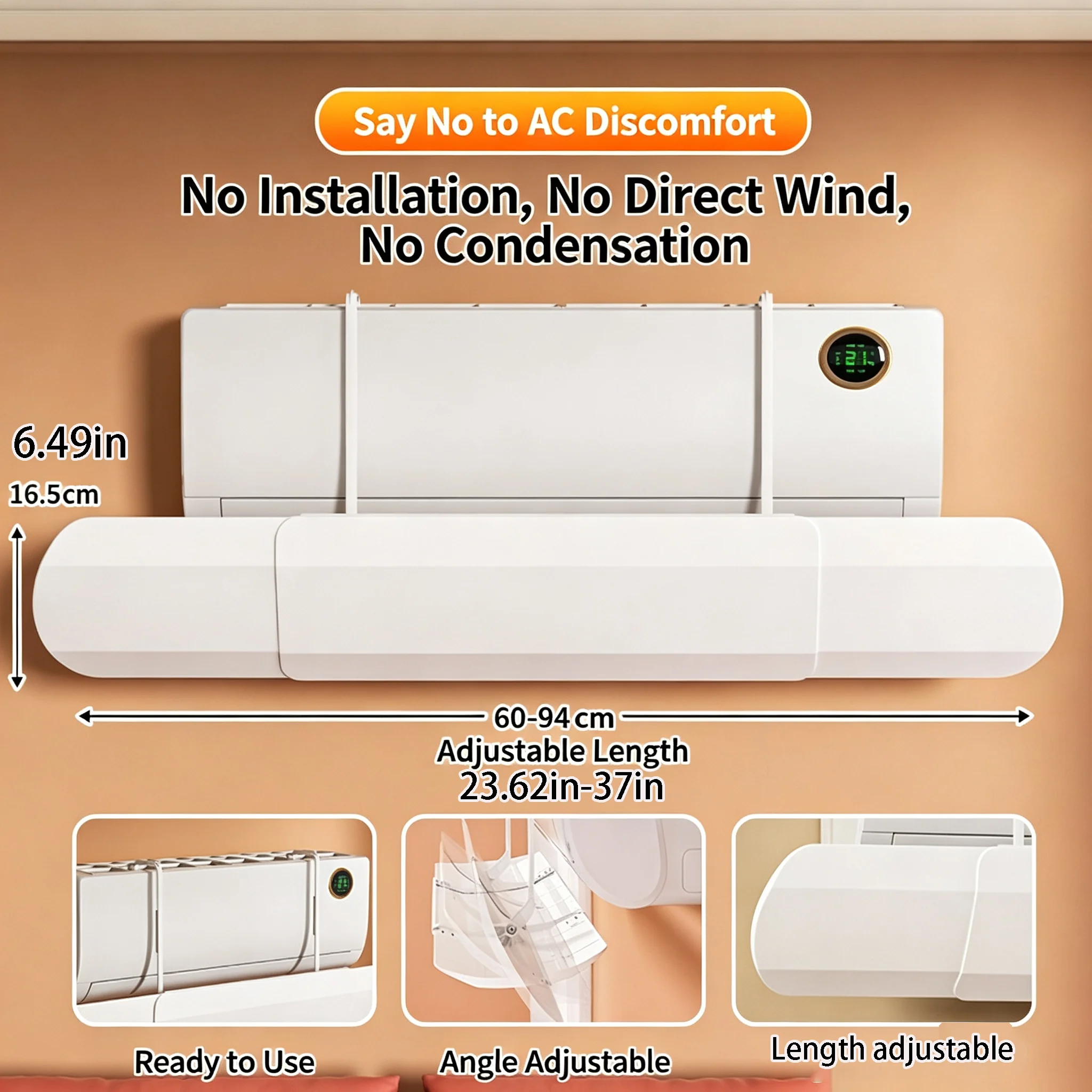 Only the Deflector: Use This Easy-To-Adjust and Convenient Air Conditioner Deflector, a Universal Wall-Mounted Vent Deflector Cover, to Keep Your Home Cool and Comfortable, a Hook-Style Air Conditioner Outlet Deflector, Easy to Install, Anti-Direct Blow Wind Shield, Suitable for Bedrooms and Living Rooms