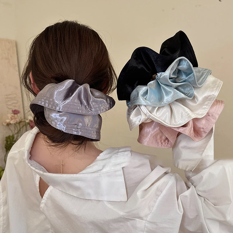 

Extra Large Scrunchies Shiny Fabric Hair Tie Elastic Hair Band Ponytail Holder Elegant Women Hair Accessories