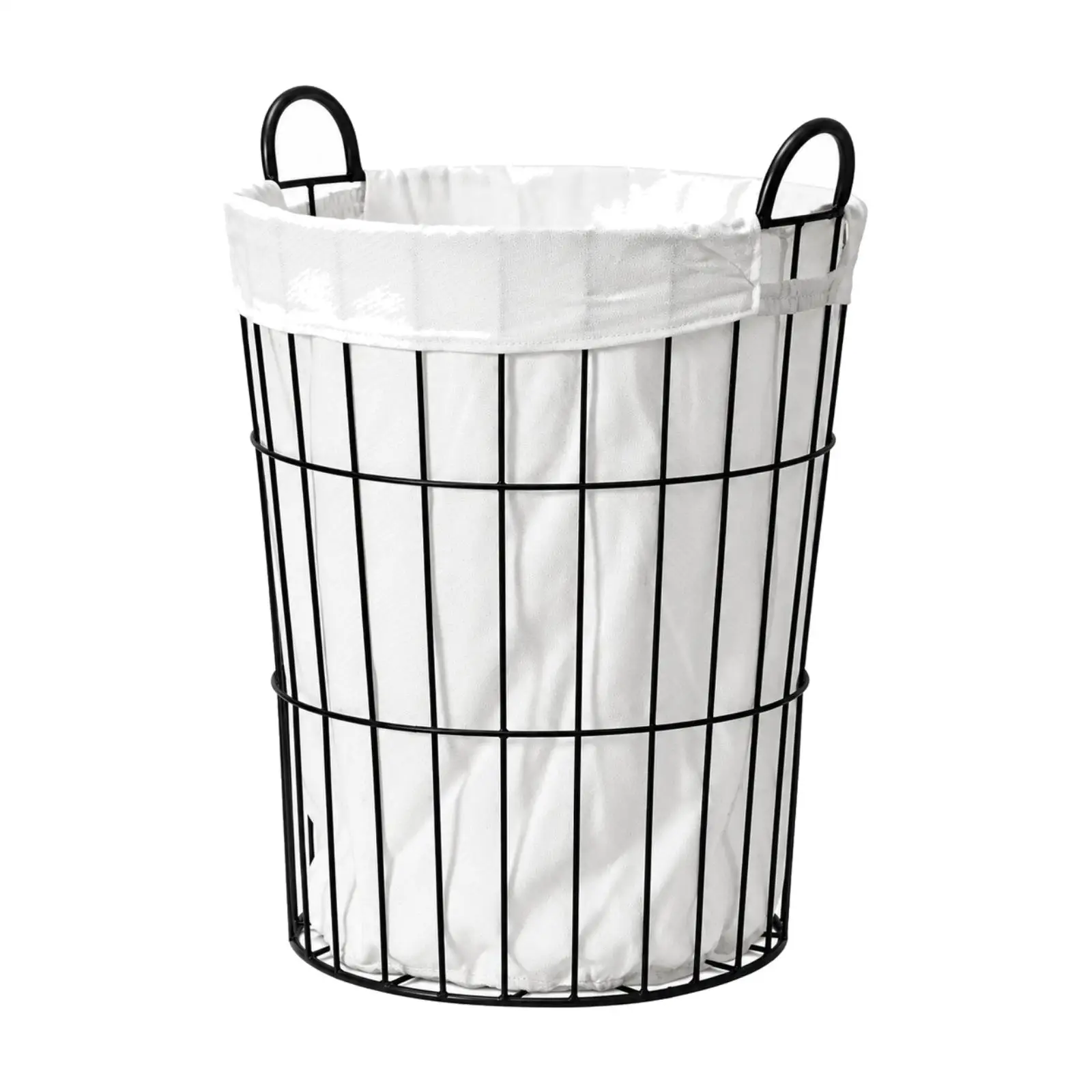 Iron Wire Laundry Basket with Removable Liner Spacious Tapered Wire Laundry Hamper with Handles Machine Washable Breathable