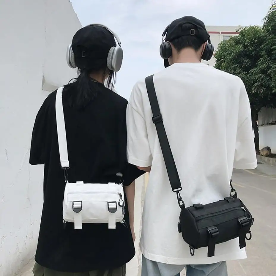 1 Pcs Casual Nylon Crossbody Bag For Women Men Shoulder Bag Lady Travel Shopper Bag Female Purses Korea Style Barrel-shaped