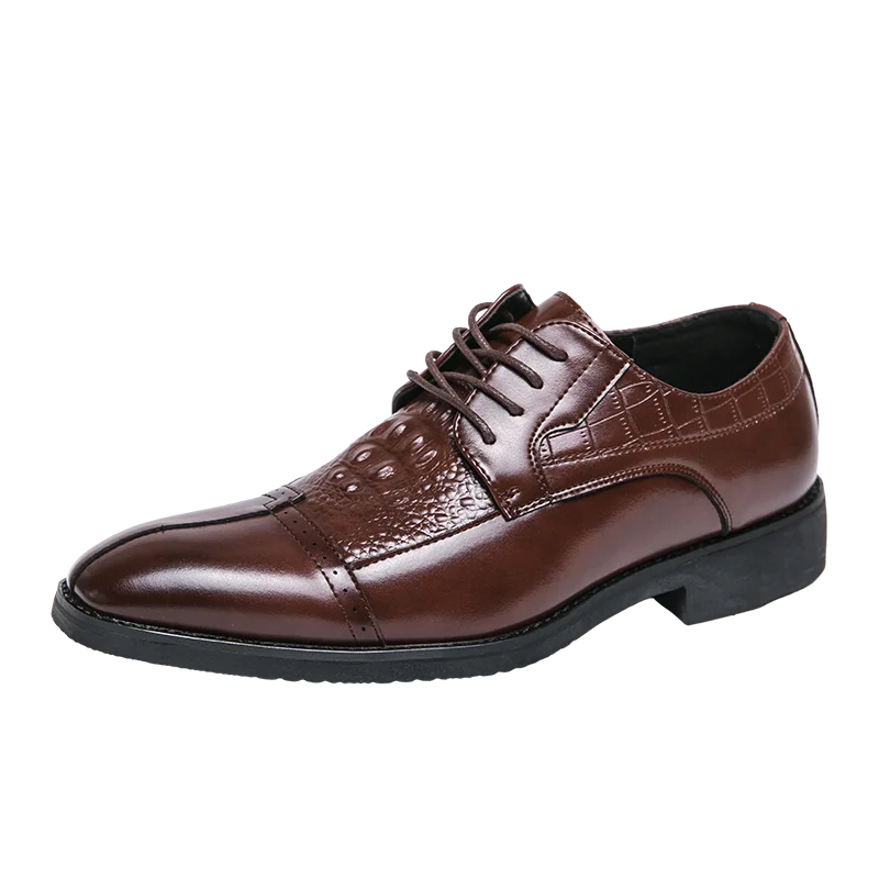 

Luxury Brand Men's Banquet Formal Shoes Elegant Fashionable Men's Office Business Shoes Classic Brown Lace Up Free Delivery