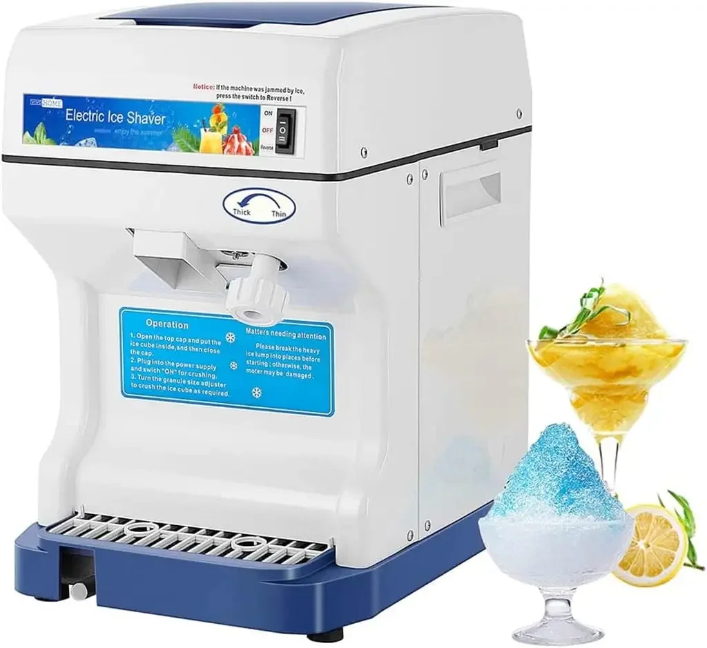 Electric Ice Crusher Shaver Snow Cone Maker Machine 265lbs/hr for Home and Commercial Use Blue