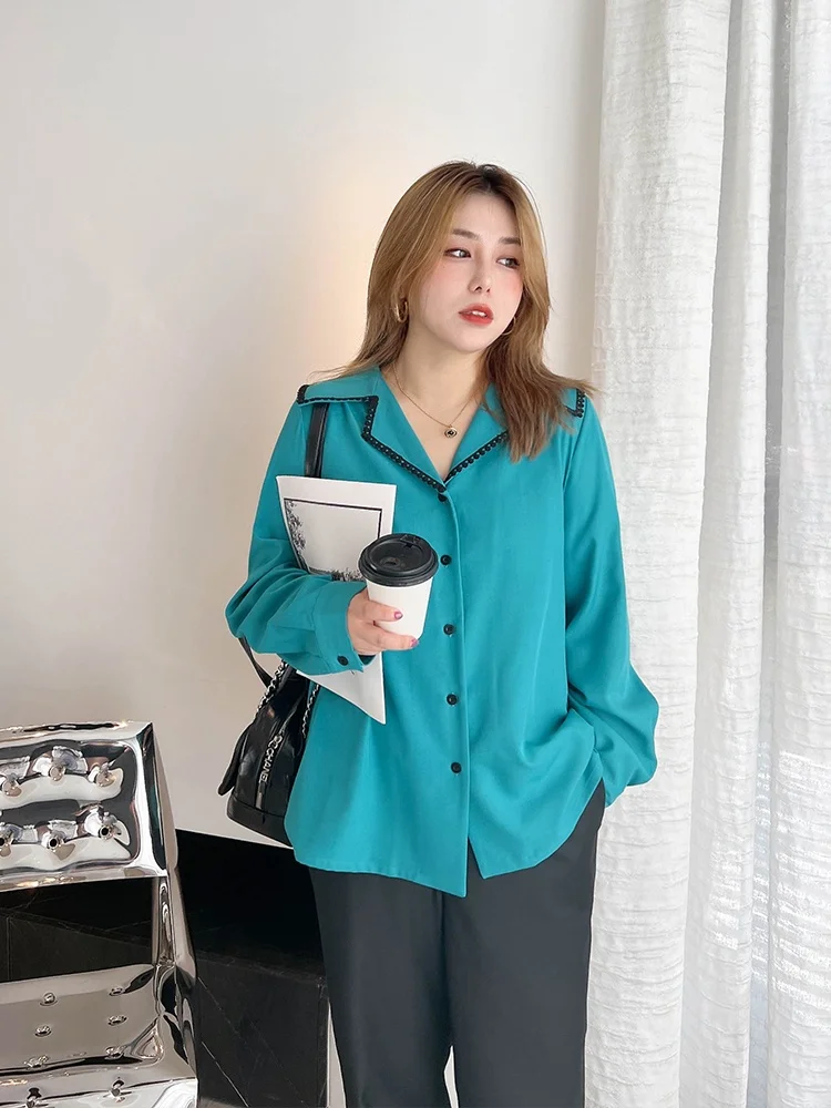 

Vogana Original Large Size Loose Naval Collar Shirt Women's Autumn Youthful Simple Quality Fashion Korean Style Long Sleeve