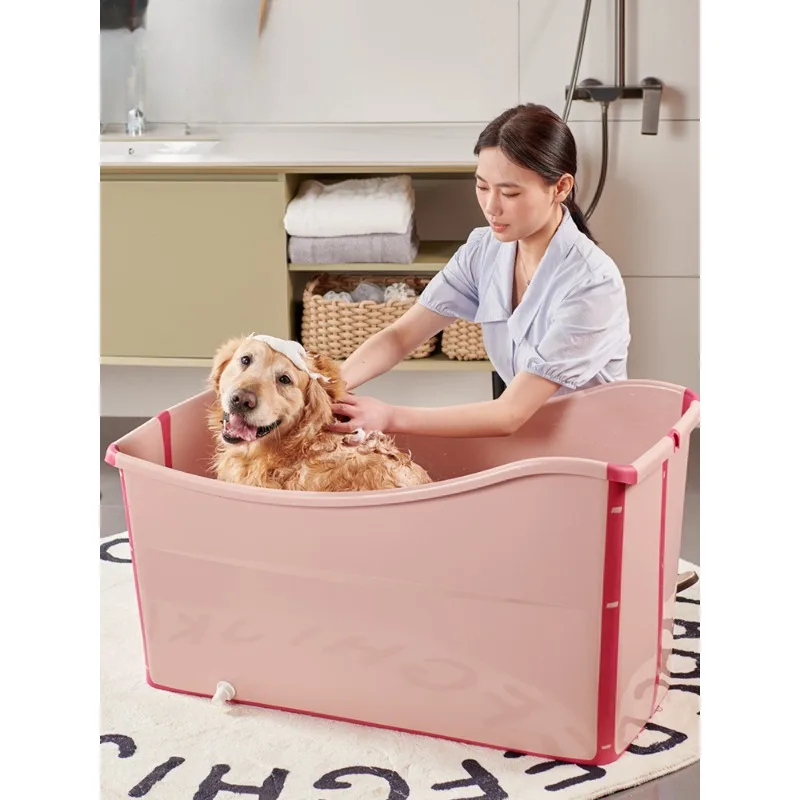 Portable Pet Bath Tub, Foldable Dog Swimming Pool for Golden Retrievers and Labradors