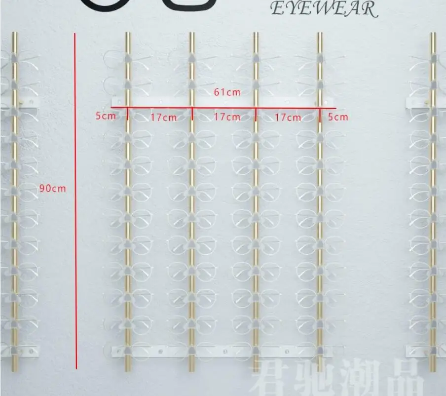 Trendy wall-mounted sunglasses display stand for eyewear stores