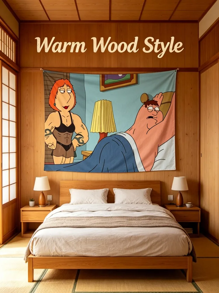 Peter Griffin Cartoon Character Tapestry Wall Hanging Light Home Decor for Bedroom Living Room Dormitory Office Tapestry