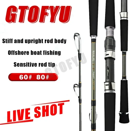 Imagen 2 del producto 1,65 m 1,80 m súper ligero sepia pulpo pesca PE 0,4-1,0 caña de pescar giratoria calamar barco pesca agua salada caña de agua dulce