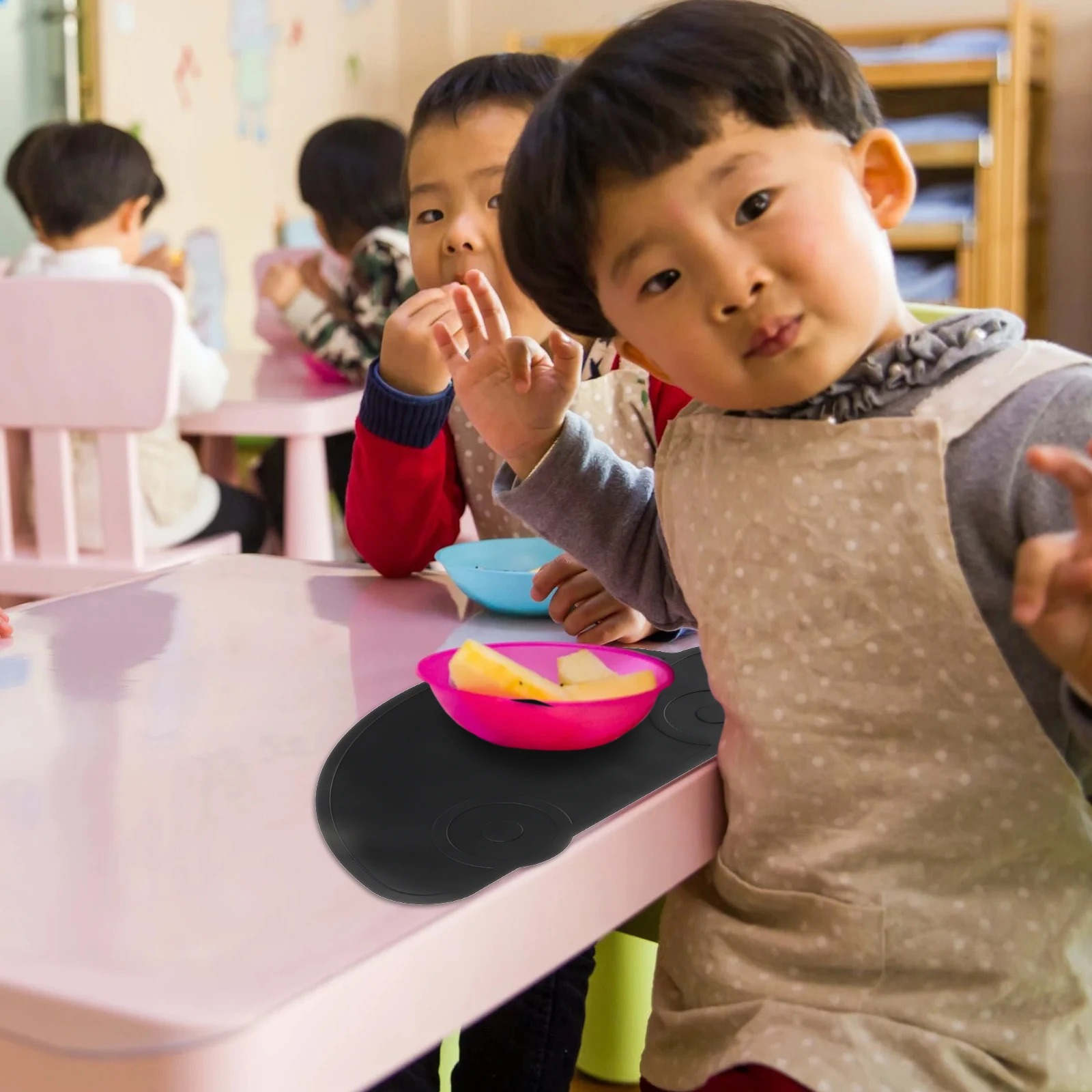 

Food Mat Silicone Placemat along with Kitchen Table Cartoon Black Dining Plate