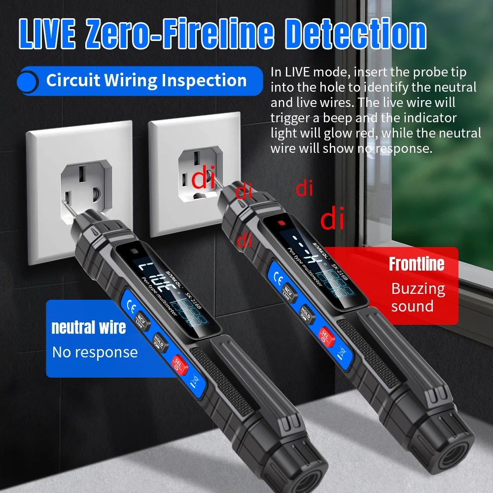 Smart Digital Multimeter 4000 Counts Non Contact Voltage Detector Pen Auto Range Capacitance OHm NCV Multimetro Voltmeter Tester
