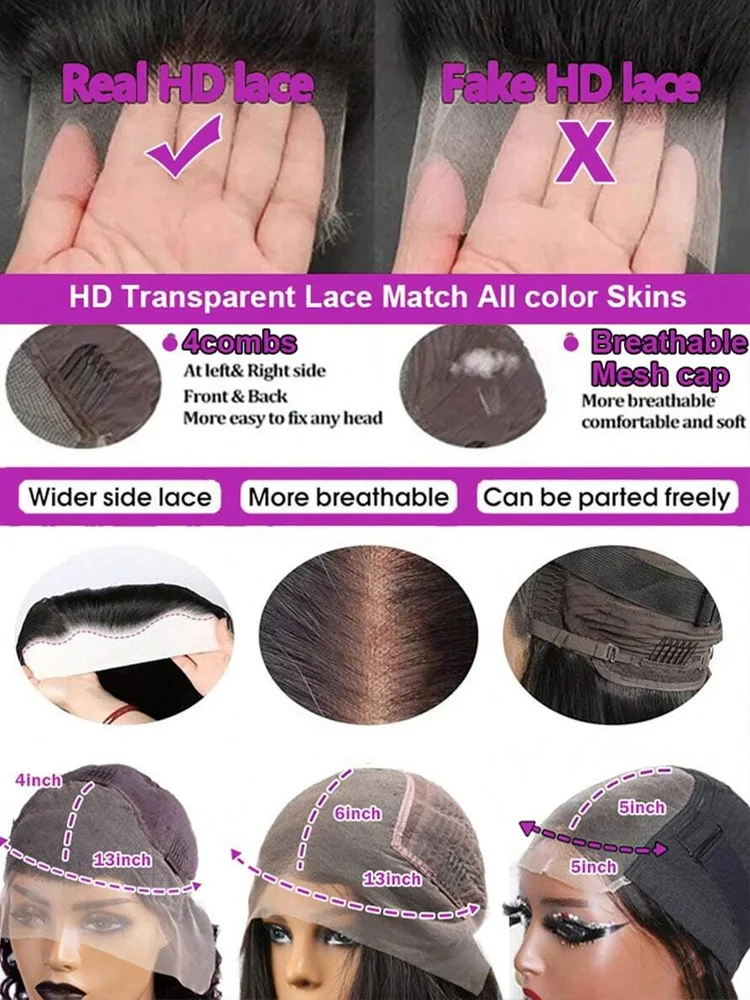 Cabelo humano sem cola de onda profunda 13x4 pronto para usar 250% pré-cortado 13x6 peruca de cabelo humano frontal de renda